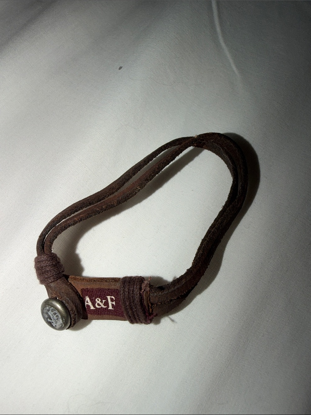 Abercrombie & Fitch Brown Suede Men's Bracelet with Silver Button Accent